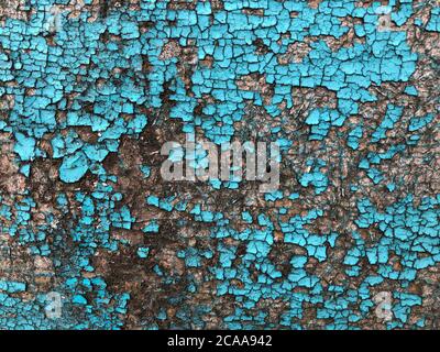 Vieux bois peint bleu clair rustique fond, peinture peeling Banque D'Images