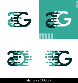 Logo SG lettres avec vitesse d'accentuation en vert clair et vert foncé Illustration de Vecteur