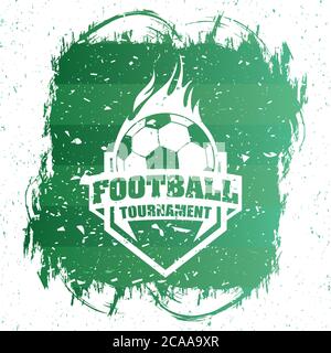 affiche verte de football avec emblème ballon et motif vectoriel Illustration de Vecteur