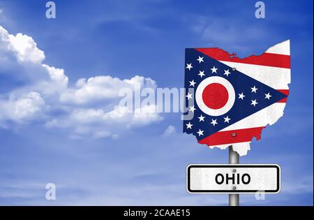 Ohio State - carte road sign Banque D'Images