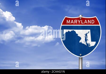 Maryland carte road sign Banque D'Images