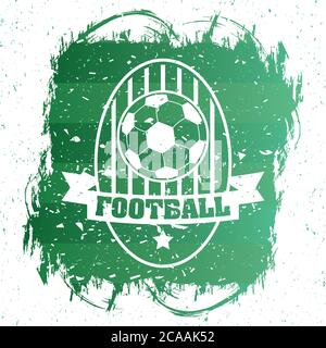 affiche verte de football avec emblème ballon et motif vectoriel Illustration de Vecteur