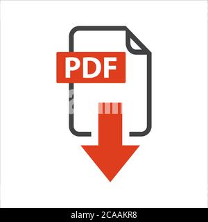 signe plat de l'icône de téléchargement pdf bouton isolé sur fond blanc Illustration de Vecteur
