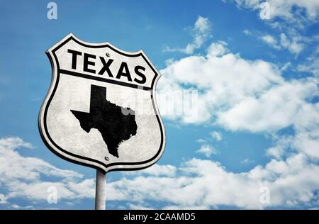 Route 66 Texas carte Roadsign Banque D'Images