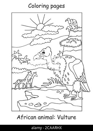 Pages à colorier vectorielles avec joli léopard en afrique. Illustration de contour de dessin animé isolée sur fond blanc. Illustration du stock pour colorier bo Illustration de Vecteur