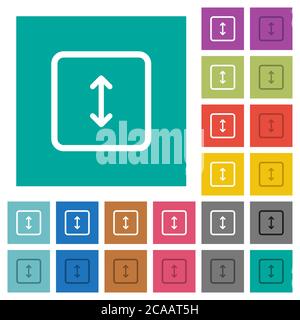 Ajustez la hauteur des objets icônes plates multicolores sur des fonds carrés simples. Inclut des variantes d'icône blanche et foncée pour les effets de survol ou actifs. Illustration de Vecteur