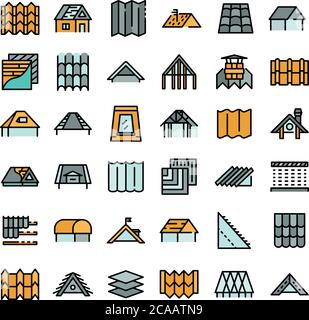 Les icônes de toit définissent le vecteur à plat Illustration de Vecteur