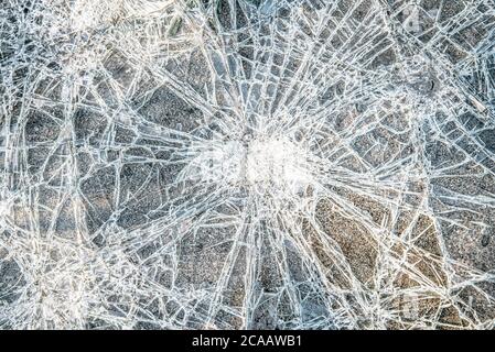 fissures sur la texture du verre brisés verre transparent Banque D'Images