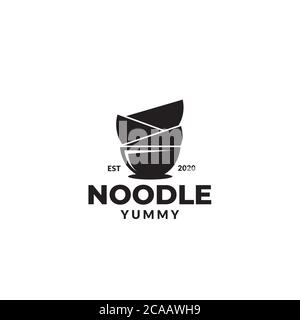 Bol de nouilles ou silhouette de nourriture pour le design de restaurant ou de Street food Illustration de Vecteur