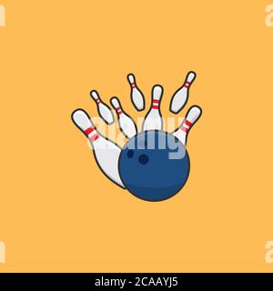 Boule de bowling superbe illustration vectorielle des quilles pour la journée de bowling du 8 août. Symbole de jeu de balle d'intérieur Illustration de Vecteur