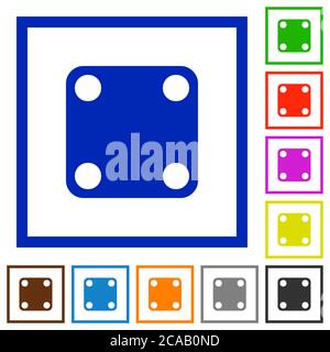 Domino quatre icônes de couleur plate dans des cadres carrés sur fond blanc Illustration de Vecteur