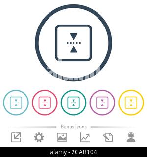 symétriser l'objet autour de l'axe horizontal les icônes de couleur plate dans les contours ronds. 6 icônes bonus incluses. Illustration de Vecteur