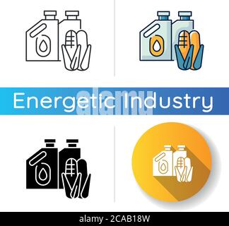Icône de biocarburant. Styles de couleur linéaire noir et RVB. Énergies alternatives, conservation de l'environnement. Source d'énergie écologique. Récipients avec orgue Illustration de Vecteur