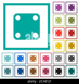 Domino quatre icônes de couleur plate avec cadres quadrants sur fond blanc Illustration de Vecteur