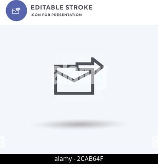 Vecteur d'icône d'envoi de courrier, signe plat rempli, pictogramme solide isolé sur blanc, illustration du logo. Icône Envoyer un message pour la présentation. Illustration de Vecteur