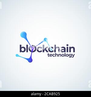 Technologie blockchain Absrtract Vector Sign, Symbol ou logo Template. Icône Conected Spheres Chain gradient avec Typographie moderne. Illustration de Vecteur