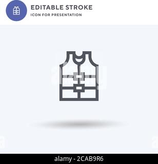 Vecteur d'icône de gilet de sauvetage, signe plat rempli, pictogramme solide isolé sur blanc, illustration du logo. Icône de gilet de sauvetage pour la présentation. Illustration de Vecteur