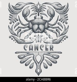 illustration vectorielle du cancer du zodiaque vintage pour votre entreprise ou marque Illustration de Vecteur