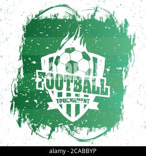 affiche verte de football avec emblème ballon et motif vectoriel Illustration de Vecteur