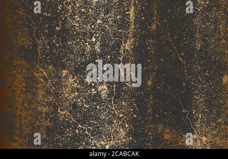 Fond dégradé en métal noir doré de qualité supérieure avec texture en béton vieilli craquelé. Illustration de Vecteur