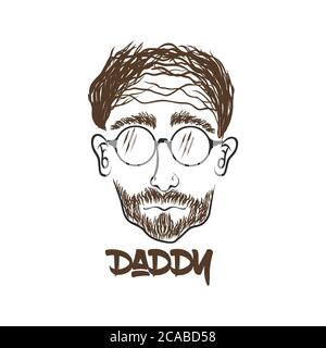daddy face hand draw for your company or brand Illustration de Vecteur