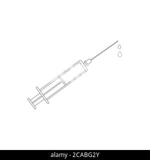 Icône de seringue vecteur. Icône de seringue vecteur pour injection de vaccin. Injecteur de médecine icône isolée vecteur qu'il peut être facilement modifié ou édité. Illustration de Vecteur