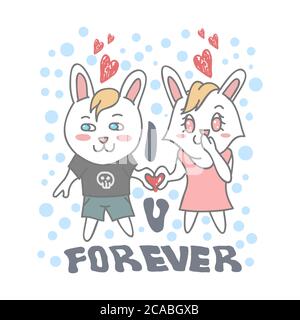 illustration vectorielle de couple de lapin pour votre entreprise ou marque Illustration de Vecteur