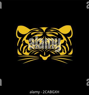 logo tiger gold face incroyable design pour votre entreprise ou marque Illustration de Vecteur