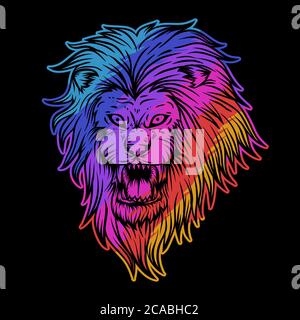 illustration vectorielle colorée lion en colère pour votre entreprise ou votre marque Illustration de Vecteur