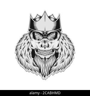 illustration vectorielle de l'autocollant « crâne roi » pour votre entreprise ou votre marque Illustration de Vecteur