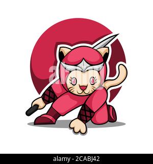 mascotte ninja cat un design incroyable pour votre entreprise ou votre marque Illustration de Vecteur