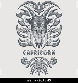 illustration vectorielle capricorne vintage pour votre entreprise ou marque Illustration de Vecteur