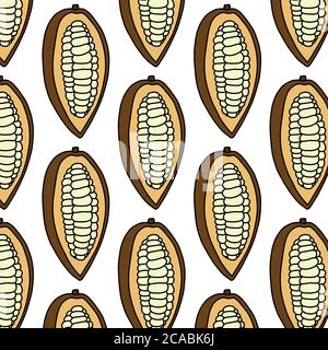 motif de caniche sans couture aux fruits cacao, illustration vectorielle Illustration de Vecteur