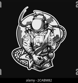 Illustration vectorielle d'astronaute de rocker pour votre entreprise ou marque Illustration de Vecteur