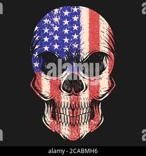 Crâne USA drapeau illustration vectorielle pour votre société ou marque Illustration de Vecteur