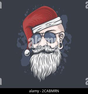 Illustration vectorielle de Noël pour la tête de l'homme pour votre entreprise ou votre marque Illustration de Vecteur