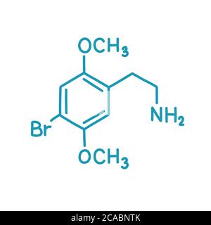2C-B icône de la formule chimique Doodle, illustration de la couleur vectorielle Illustration de Vecteur
