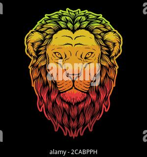 Illustration vectorielle colorée de la tête du lion pour votre entreprise ou votre marque Illustration de Vecteur