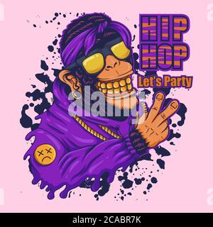 Illustration vectorielle HIP HOP Monkey pour votre entreprise ou marque Illustration de Vecteur