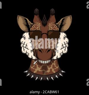 Illustration du vecteur de fumée de la tête de girafe pour votre entreprise ou marque Illustration de Vecteur