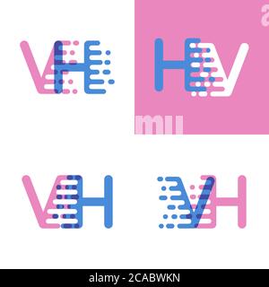 Lettre VH logo avec accent de vitesse doux rose et bleu doux Illustration de Vecteur