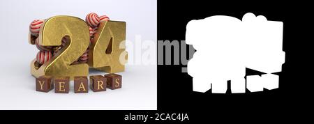 Numéro 24 (numéro vingt-quatre) anniversaire design avec bonbons ronds et l'inscription années à partir de cubes sur un fond blanc avec shado Banque D'Images
