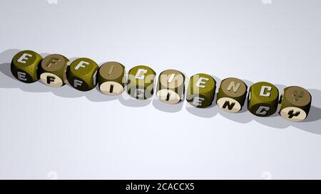 efficacité combinée par des lettres de dés et le croisement de couleur pour la signification connexe du concept. affaires et illustration. Illustration 3D Banque D'Images