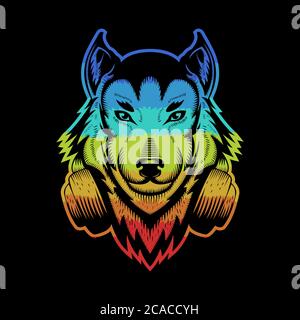 Casque Wolf illustration vectorielle colorée pour votre entreprise ou marque Illustration de Vecteur