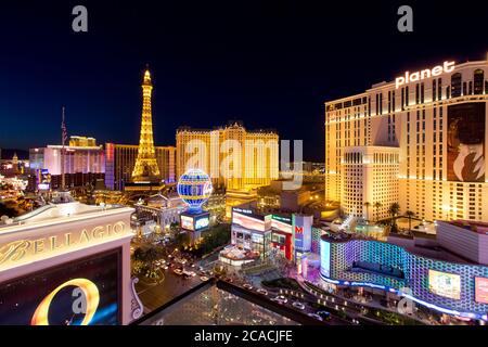 Le Strip, la nuit Las Vegas, Nevada, Etats-Unis Banque D'Images