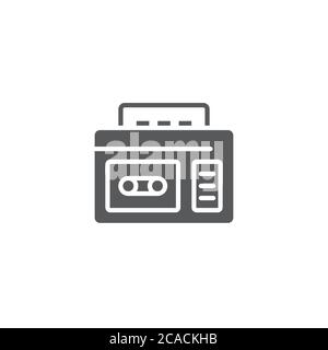 Symbole d'icône vecteur de l'enregistreur de cassette rétro isolé sur fond blanc Illustration de Vecteur