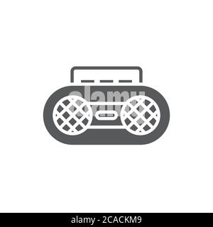 Symbole d'icône vecteur de l'enregistreur de cassette rétro isolé sur fond blanc Illustration de Vecteur
