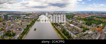 Vue panoramique aérienne du canal à Copenhague, Danemark Banque D'Images