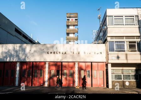 La caserne de pompiers de Chelsea à Londres, Royaume-Uni. Banque D'Images