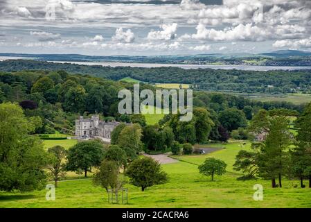 Vue sur Leighton Hall, Carnforth, Lancashire, Royaume-Uni Banque D'Images